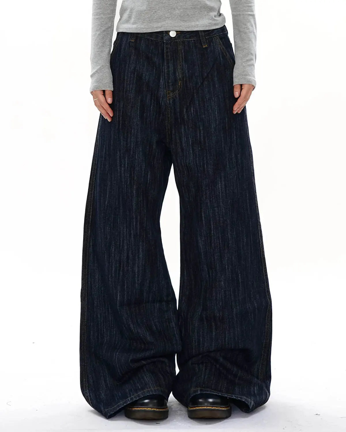 Dark Indigo Wide Bootcut Jeans | Flation Streetwear