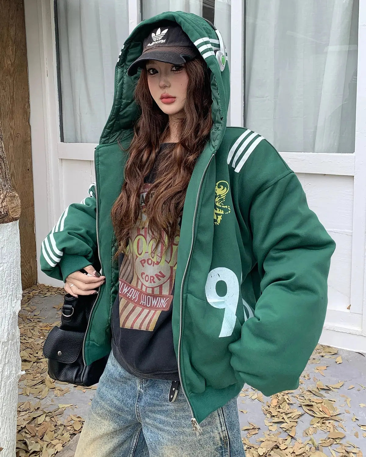 Gothic Striped Hooded Bomber Jacket  | Flation Streetwear