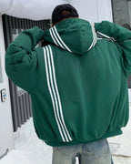 Gothic Striped Hooded Bomber Jacket  | Flation Streetwear