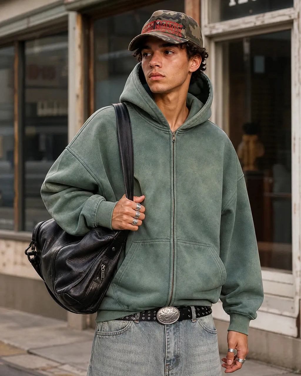 Flation Monkey Wash Zip Up Hooded Jacket