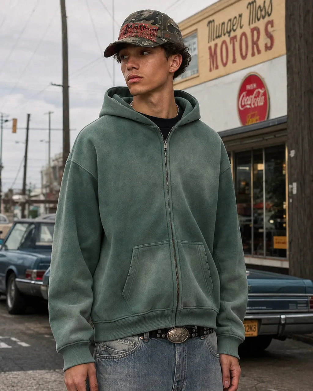 Flation Monkey Wash Zip Up Hooded Jacket
