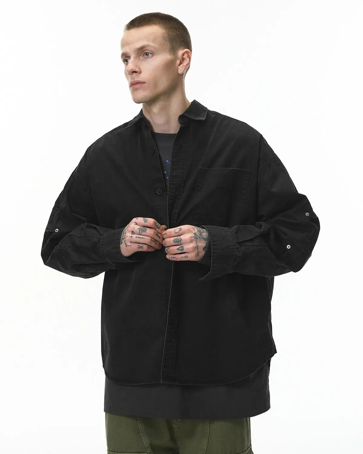 Acid Wash Cargo Shirt Jacket | Flation Streetwear