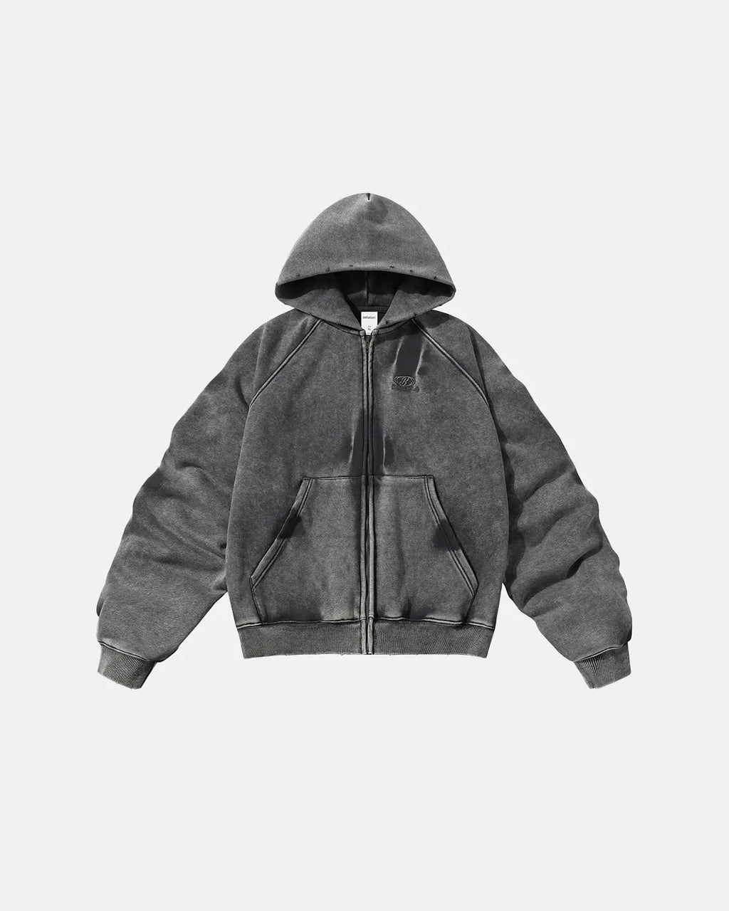 Acid Washed Embroidery Zip Up Hoodies | Flation Streetwear