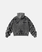 Acid Washed Embroidery Zip Up Hoodies | Flation Streetwear