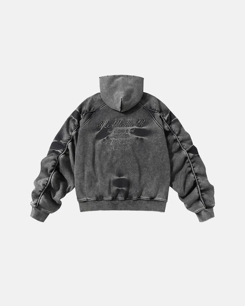 Acid Washed Embroidery Zip Up Hoodies | Flation Streetwear