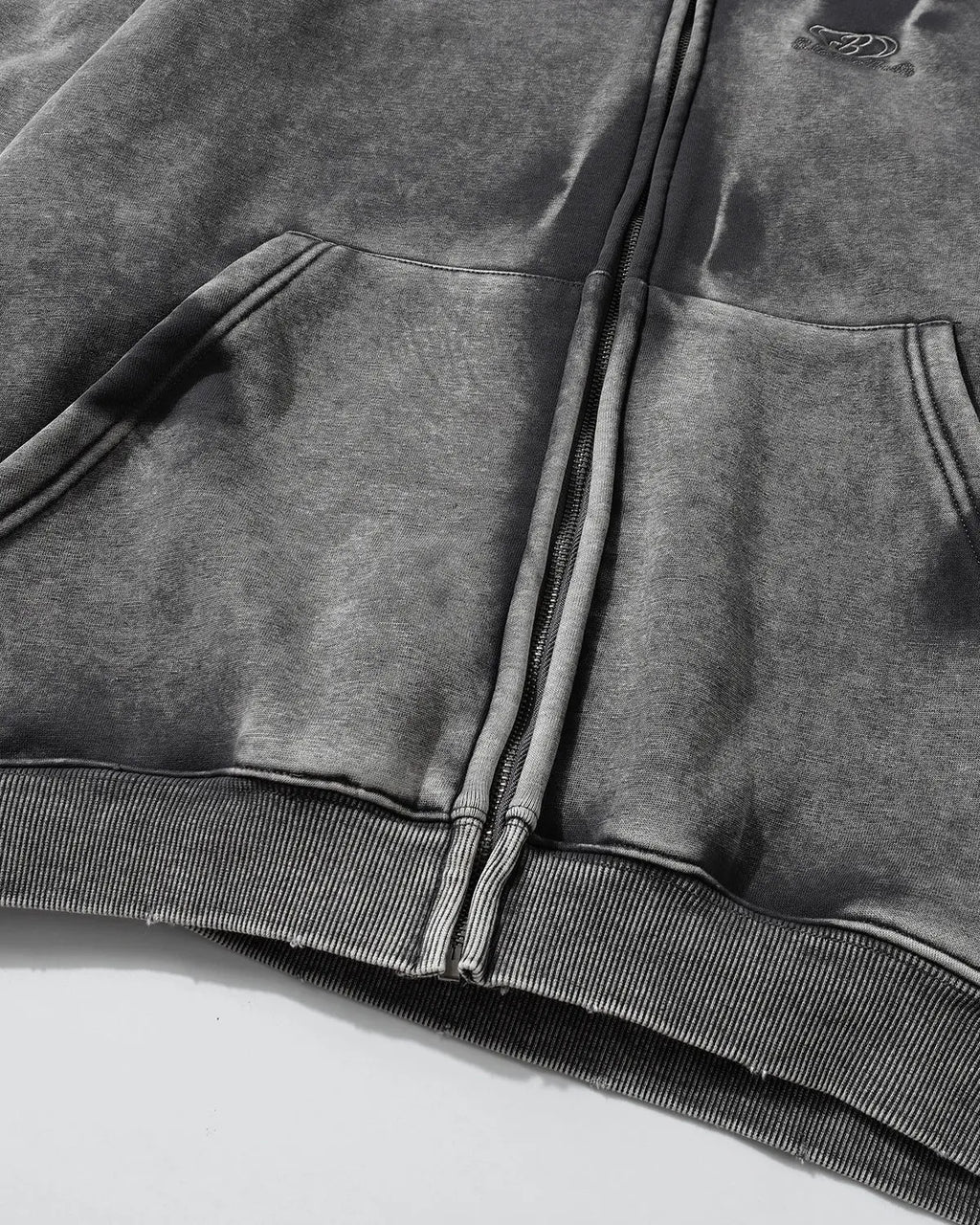 Acid Washed Embroidery Zip Up Hoodies | Flation Streetwear