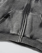 Acid Washed Embroidery Zip Up Hoodies | Flation Streetwear