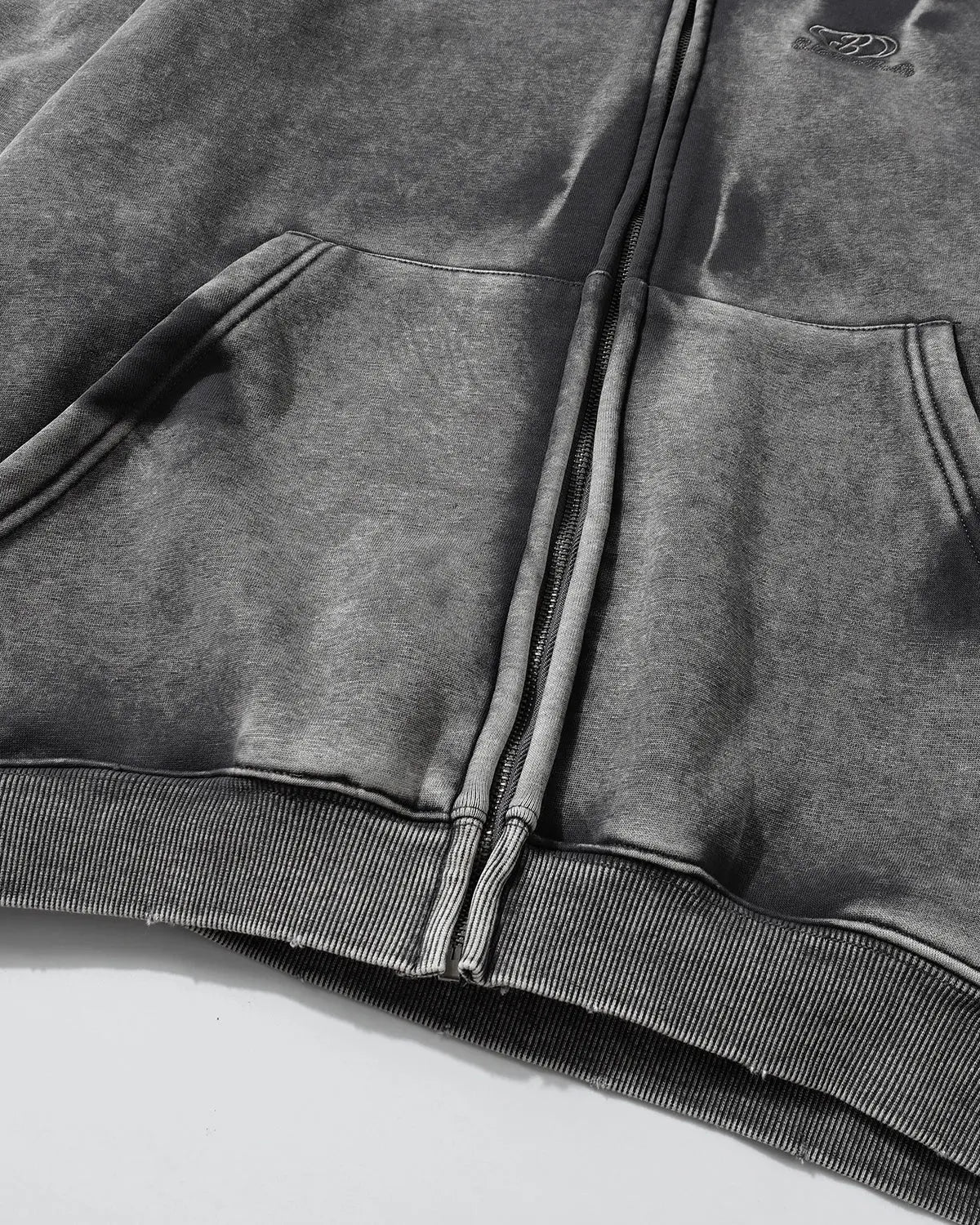 Acid Washed Embroidery Zip Up Hoodies | Flation Streetwear