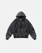 Acid Washed Embroidery Zip Up Hoodies | Flation Streetwear
