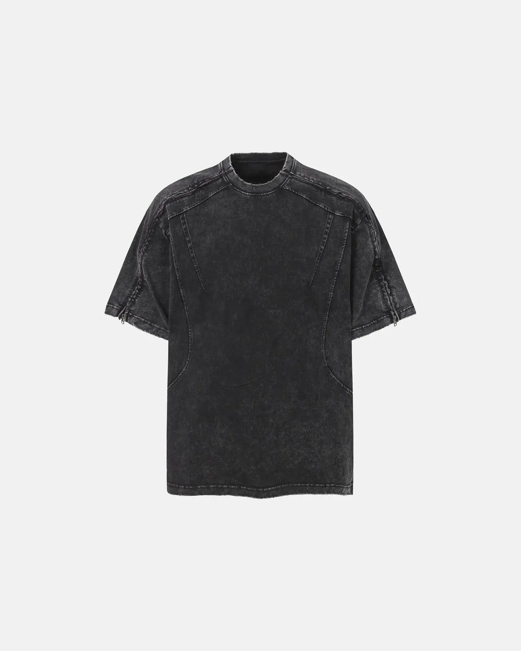 Distressed Washed Zip Sleeve T-Shirt | Flation Streetwear
