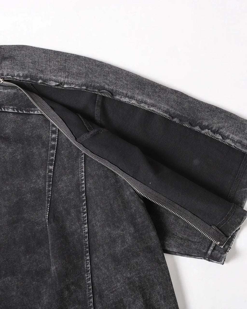 Distressed Washed Zip Sleeve T-Shirt | Flation Streetwear