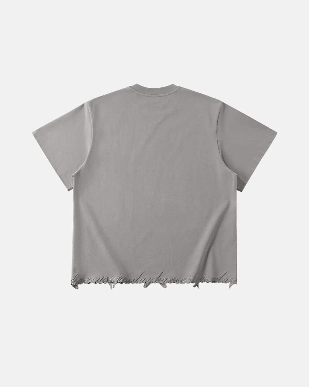 Embroidered Frayed Hem Oversized T-Shirt | Flation Streetwear