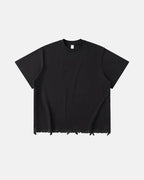 Embroidered Frayed Hem Oversized T-Shirt | Flation Streetwear
