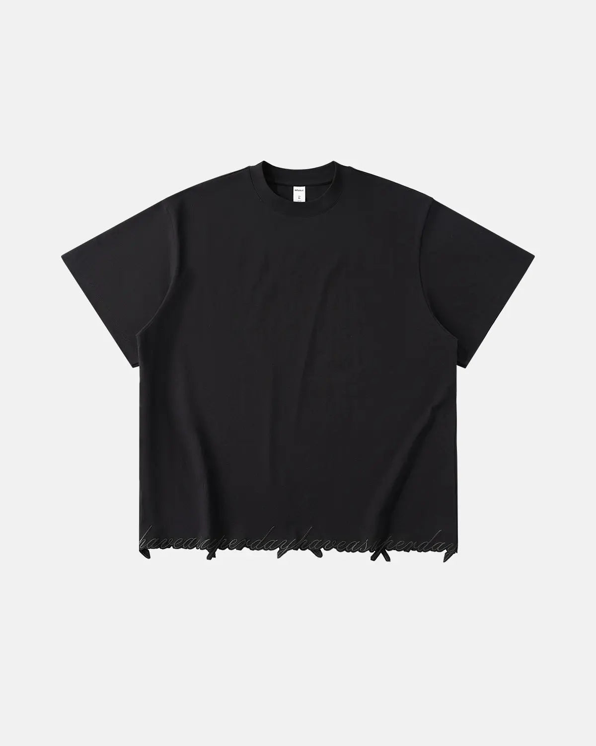 Embroidered Frayed Hem Oversized T-Shirt | Flation Streetwear