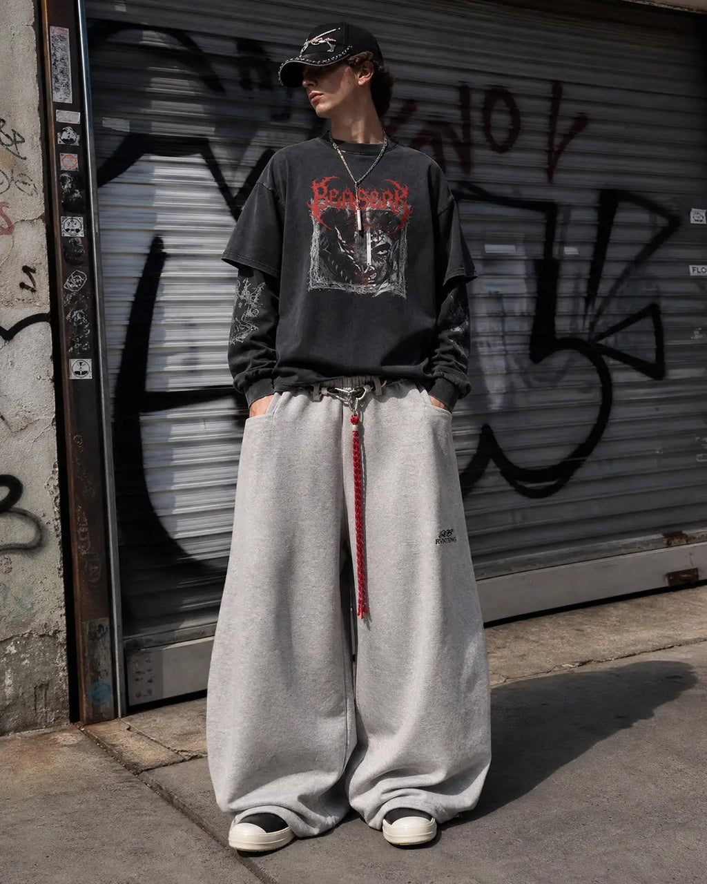 Baggy Wide Leg Sweatpants with Waistband | Flation Streetwear
