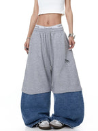 Denim Detachable Patchwork Barrel Joggers | Flation Streetwear