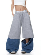 Denim Detachable Patchwork Barrel Joggers | Flation Streetwear