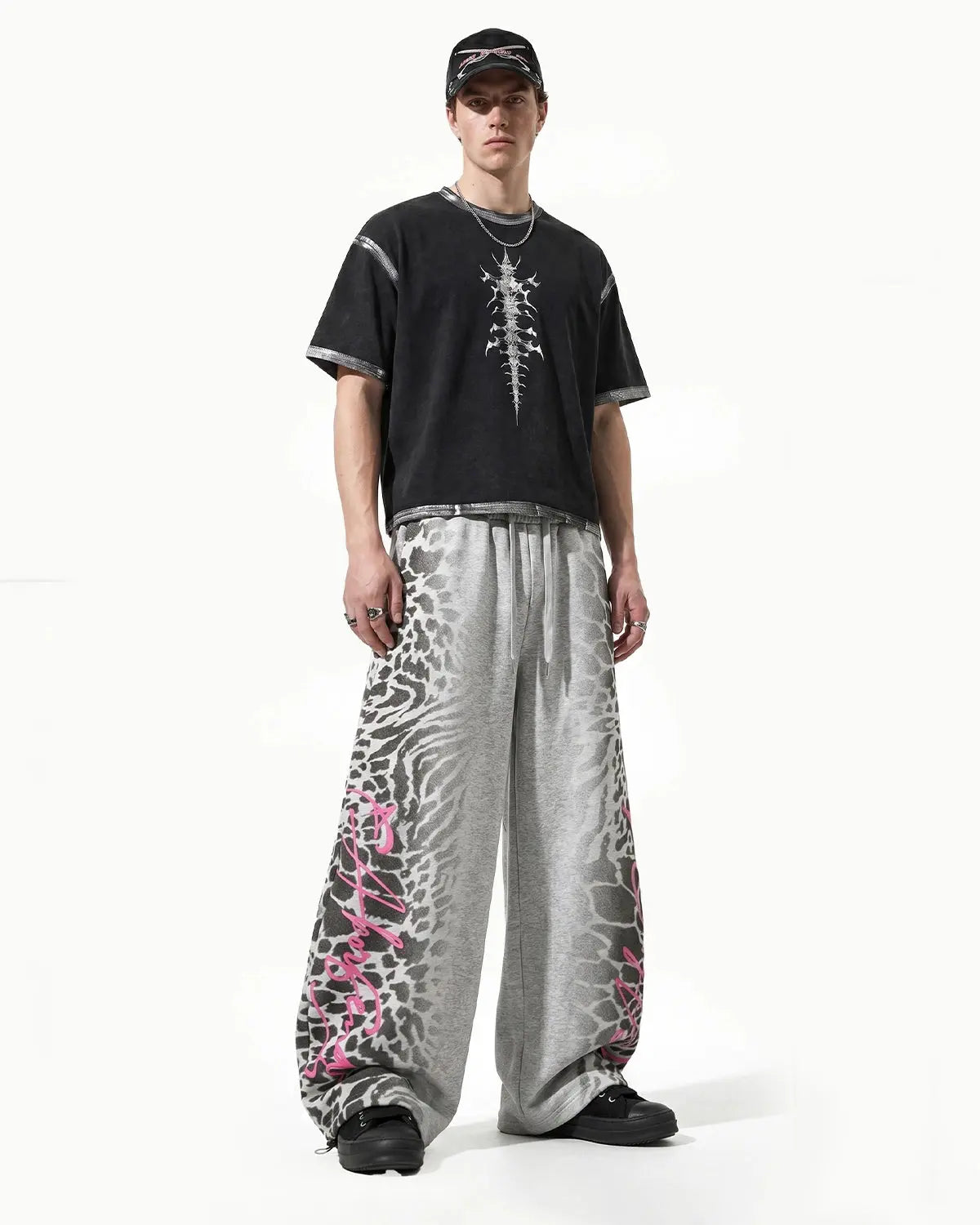 Leopard Graphic Barrel Sweatpants | Flation Streetwear