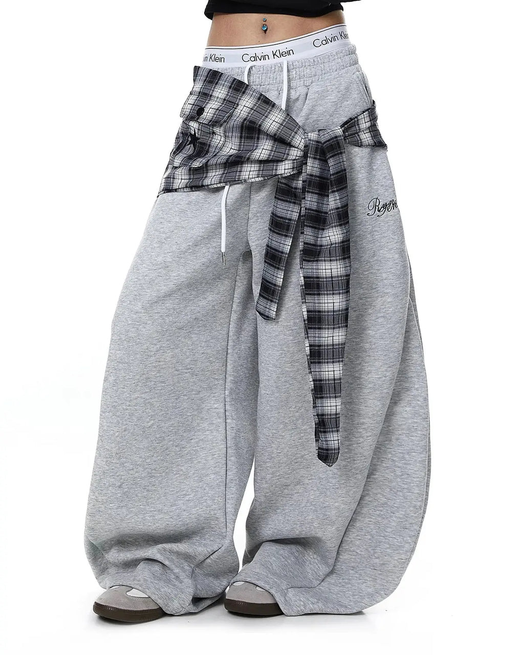 Plaid Layered Baggy Sweatpants | Flation Streetwear