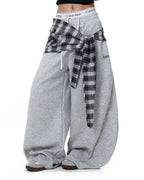 Plaid Layered Baggy Sweatpants | Flation Streetwear