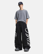 Rhinestone Script Baggy Sweatpants | Flation Streetwear
