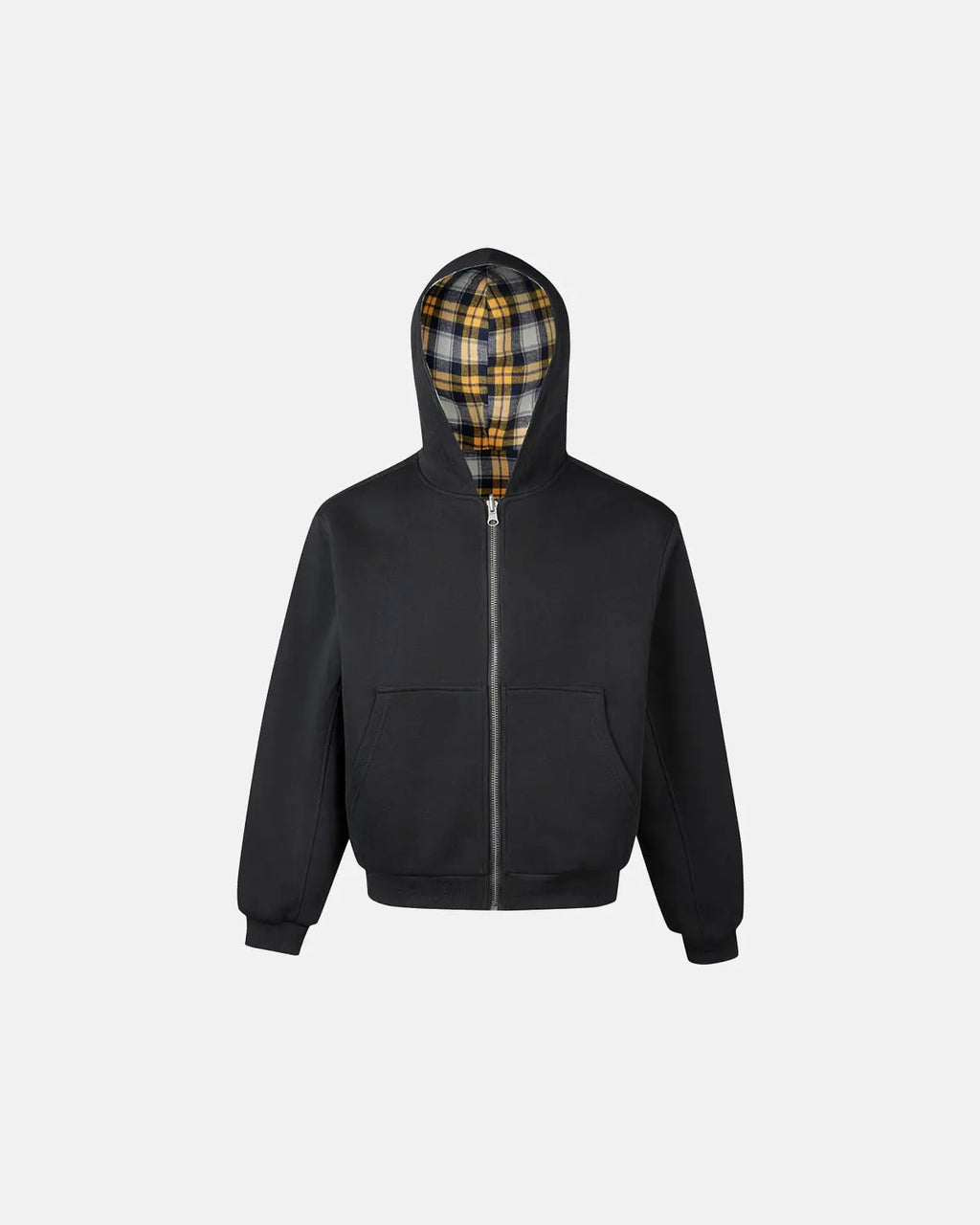 Yellow Plaid Reversible Zip-Up Hoodie | Flation Streetwear