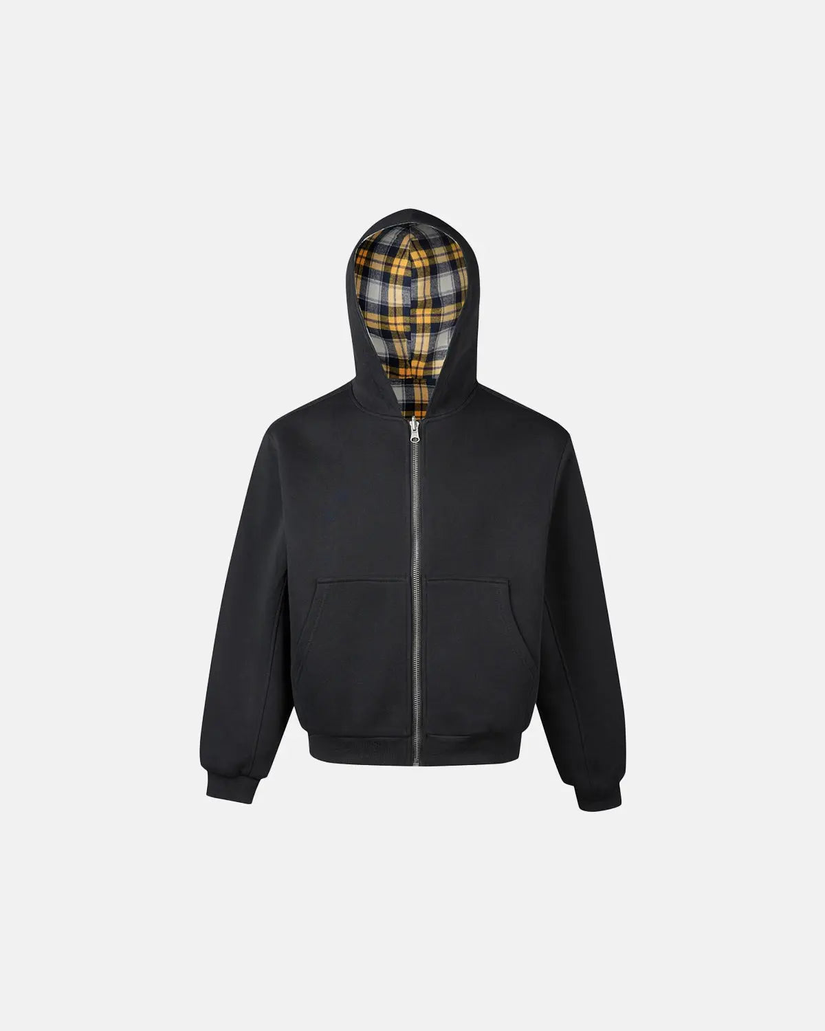 Yellow Plaid Reversible Zip-Up Hoodie | Flation Streetwear