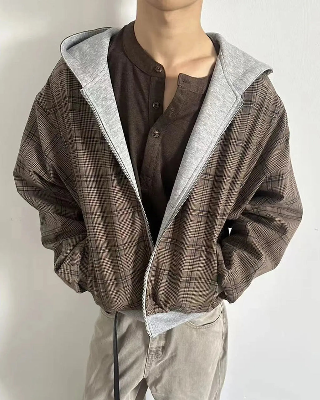 Yellow Plaid Reversible Zip-Up Hoodie | Flation Streetwear