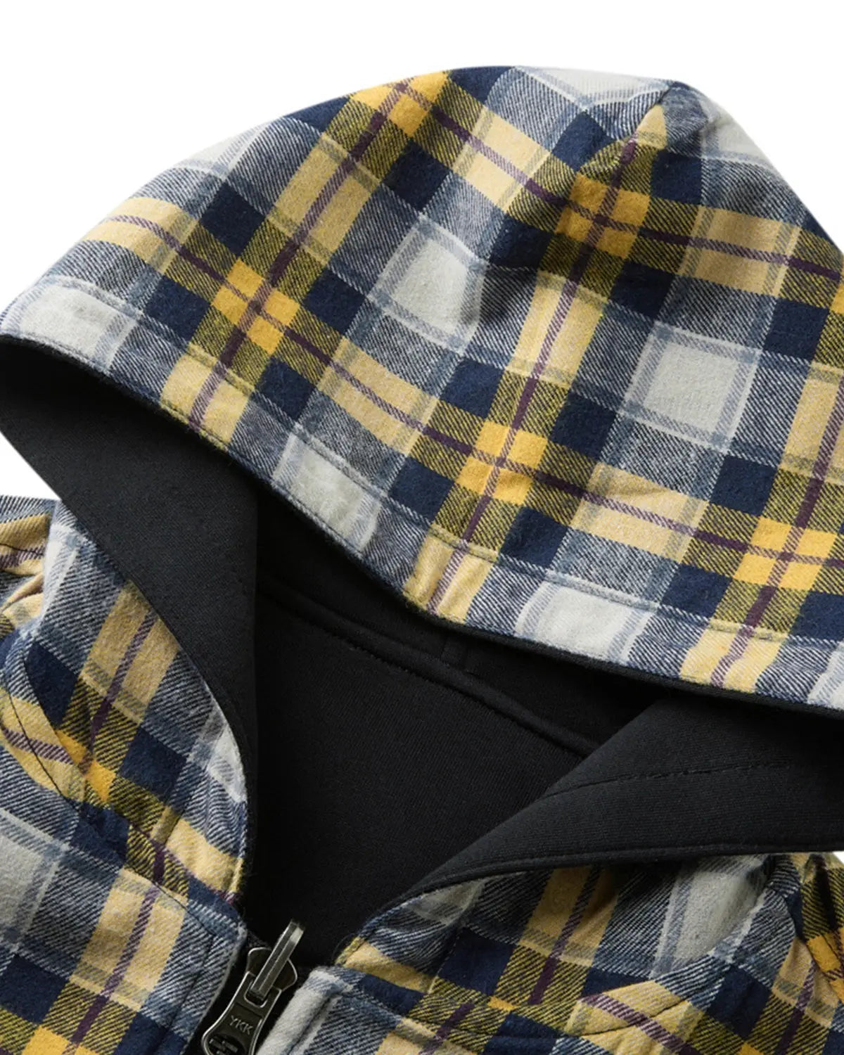 Yellow Plaid Reversible Zip-Up Hoodie | Flation Streetwear