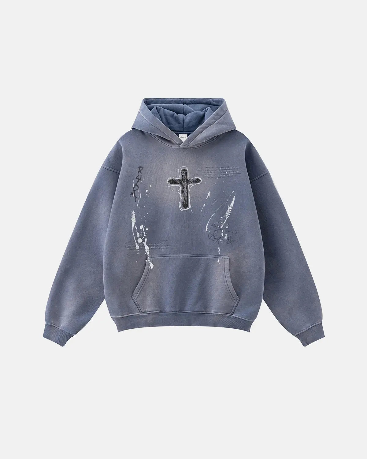 Graffiti Print Acid Washed Fleece Hoodies | Flation Streetwear