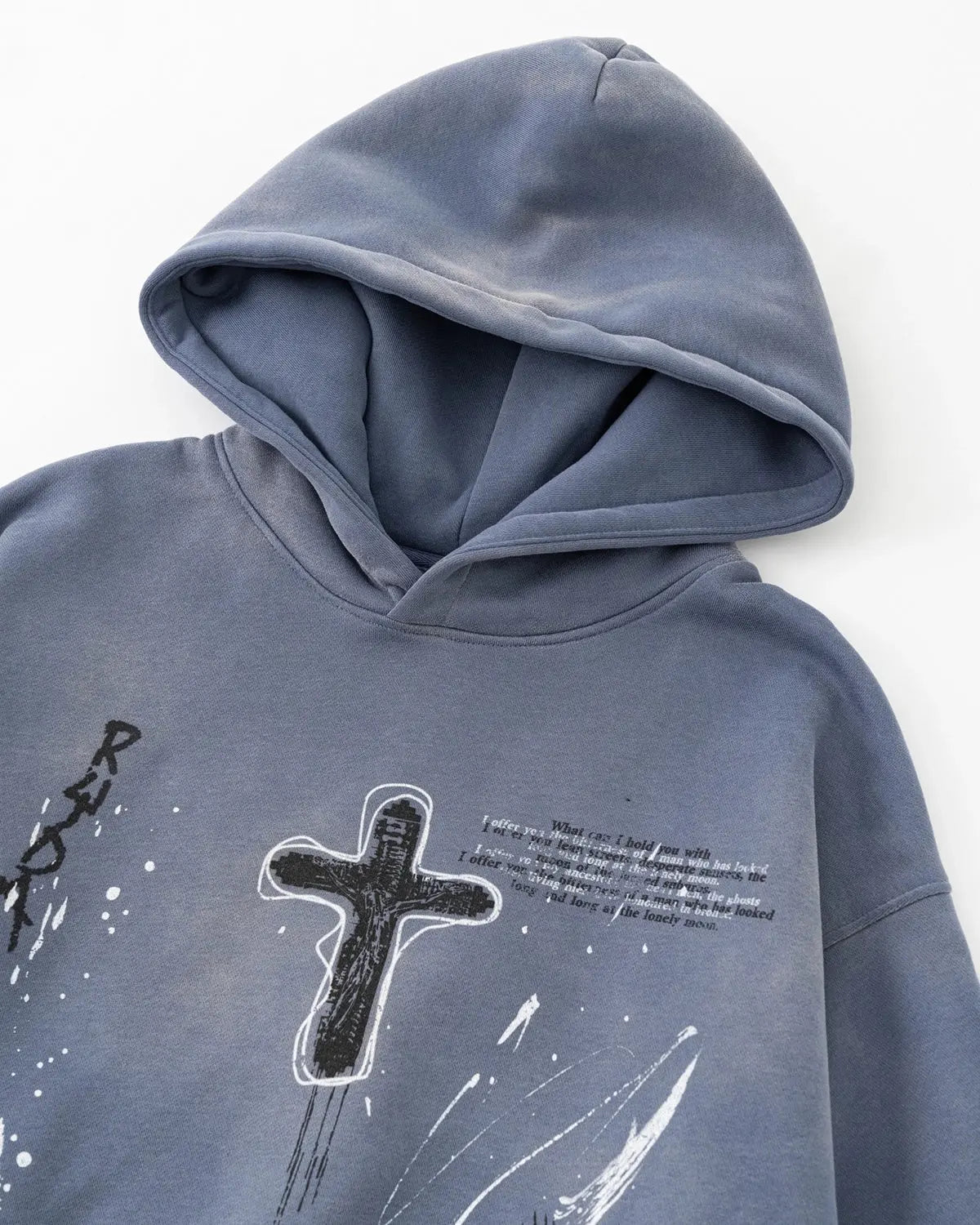Graffiti Print Acid Washed Fleece Hoodies | Flation Streetwear