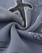 Graffiti Print Acid Washed Fleece Hoodies | Flation Streetwear