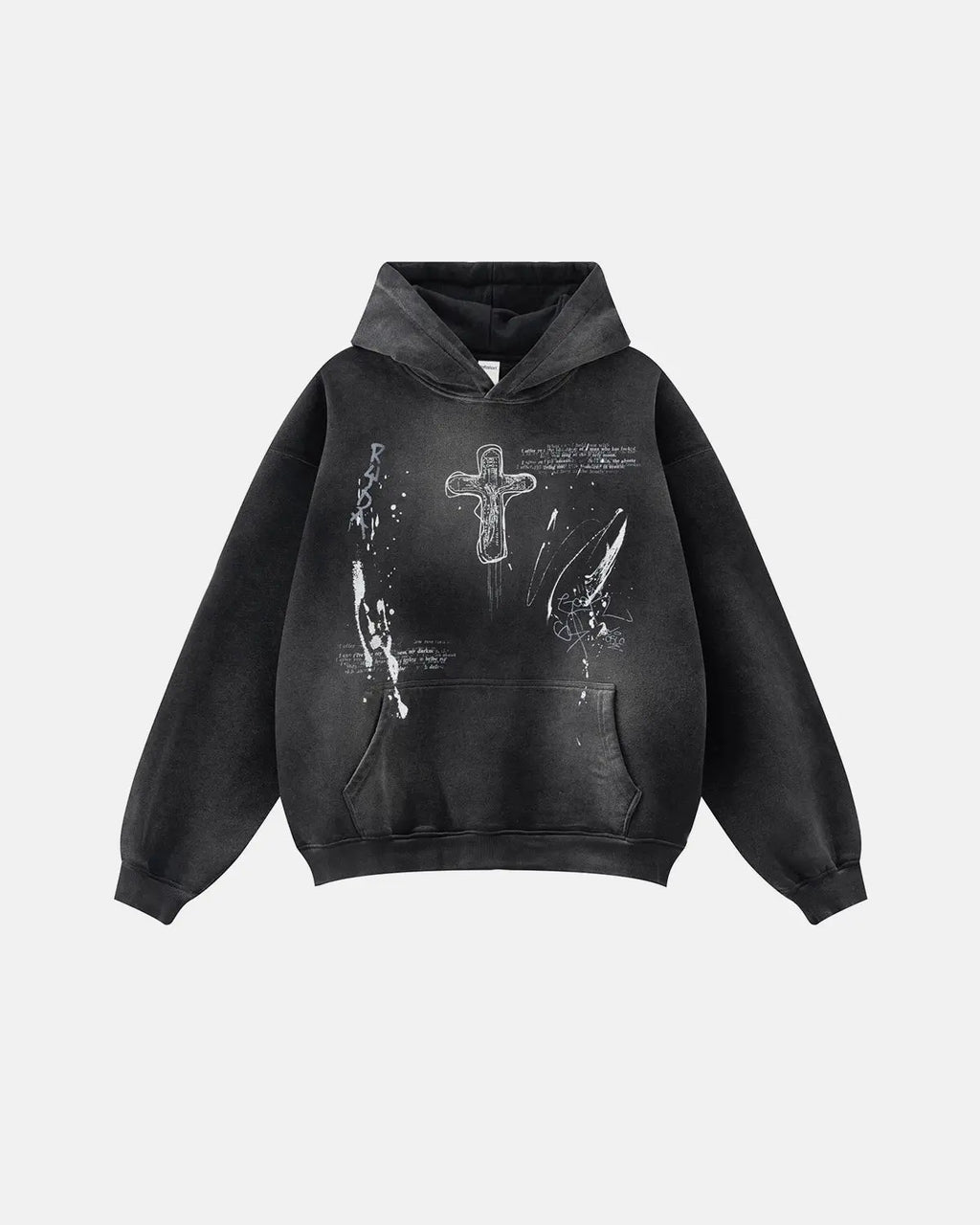 Graffiti Print Acid Washed Fleece Hoodies | Flation Streetwear