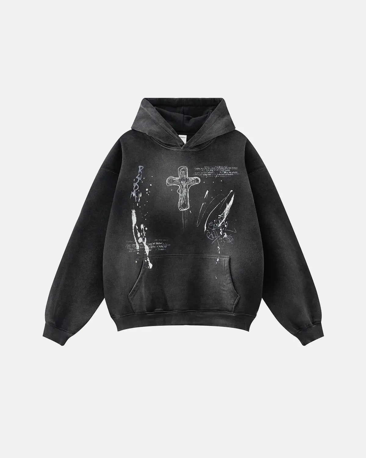 Graffiti Print Acid Washed Fleece Hoodies | Flation Streetwear