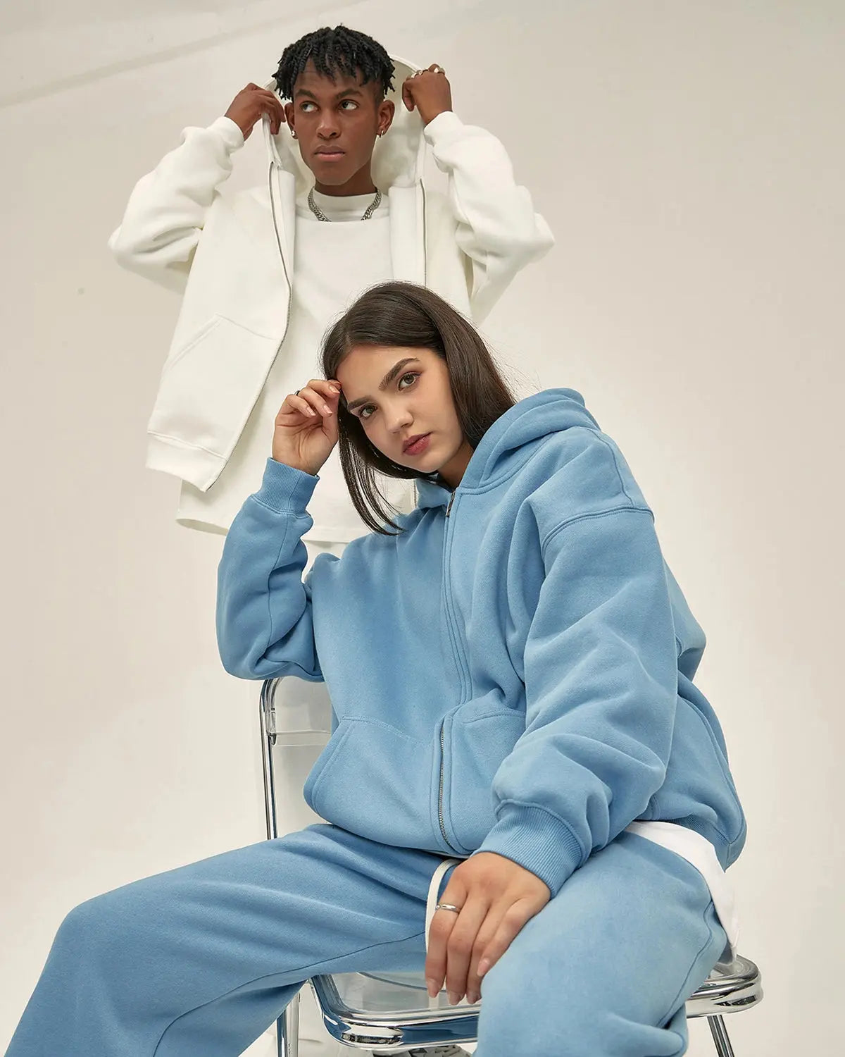 Fleece Double Zip Up Hoodies | Flation Streetwear