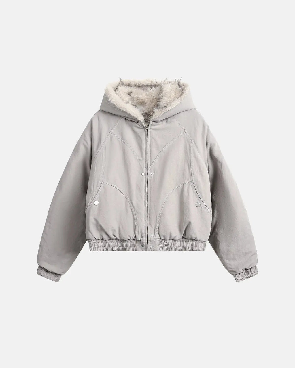 Faux Fur Lined Bomber Hooded Jacket | Flation Streetwear