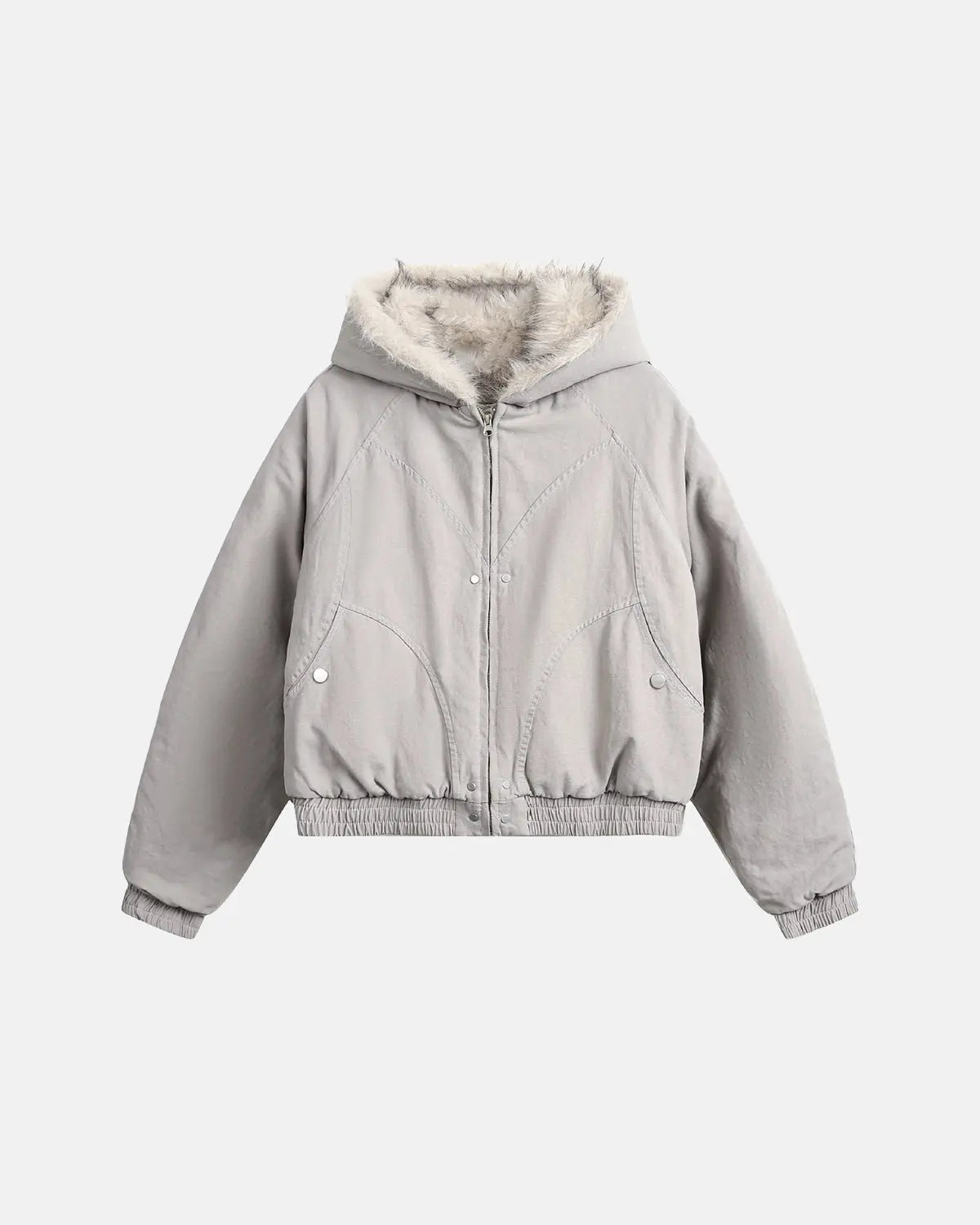 Faux Fur Lined Bomber Hooded Jacket | Flation Streetwear