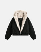 Faux Fur Lined Bomber Hooded Jacket | Flation Streetwear