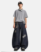 Leopard Star Patch Barrel Jeans | Flation Streetwear