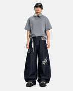 Leopard Star Patch Barrel Jeans | Flation Streetwear