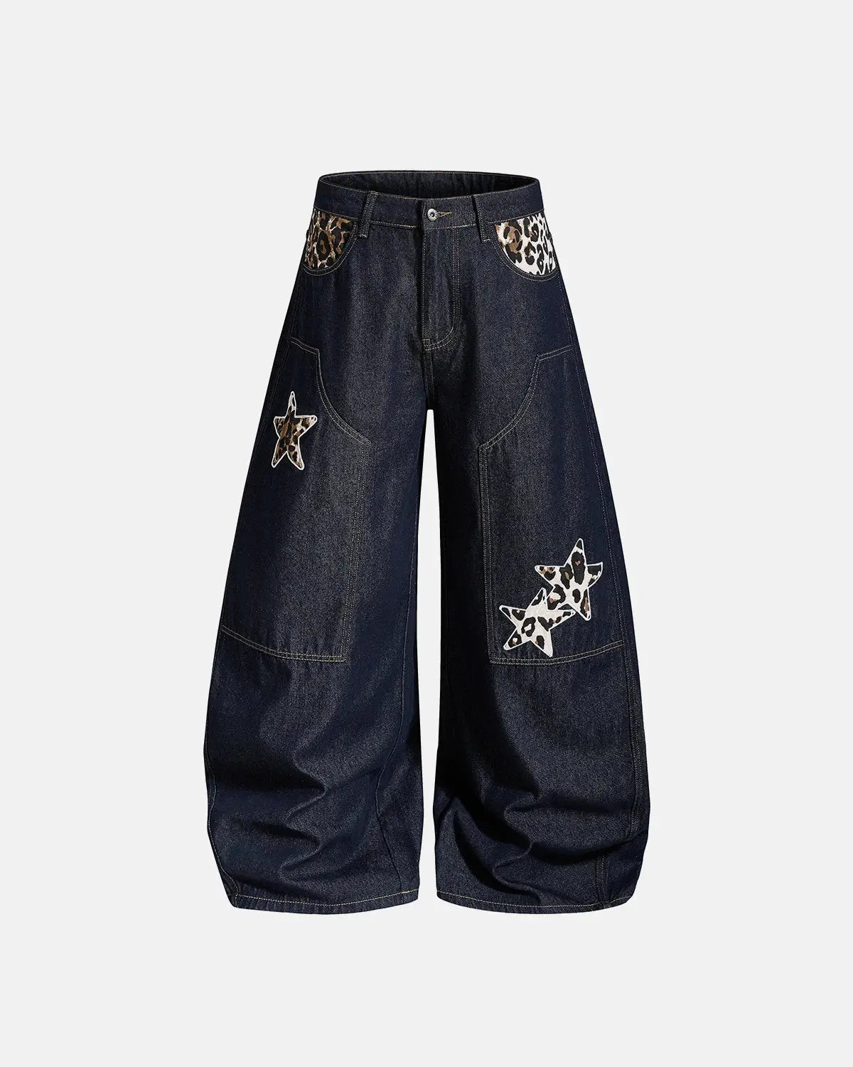 Leopard Star Patch Barrel Jeans | Flation Streetwear
