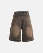 Colorful Rhinestone Washed Jeans Shorts | Flation Streetwear