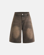 Colorful Rhinestone Washed Jeans Shorts | Flation Streetwear