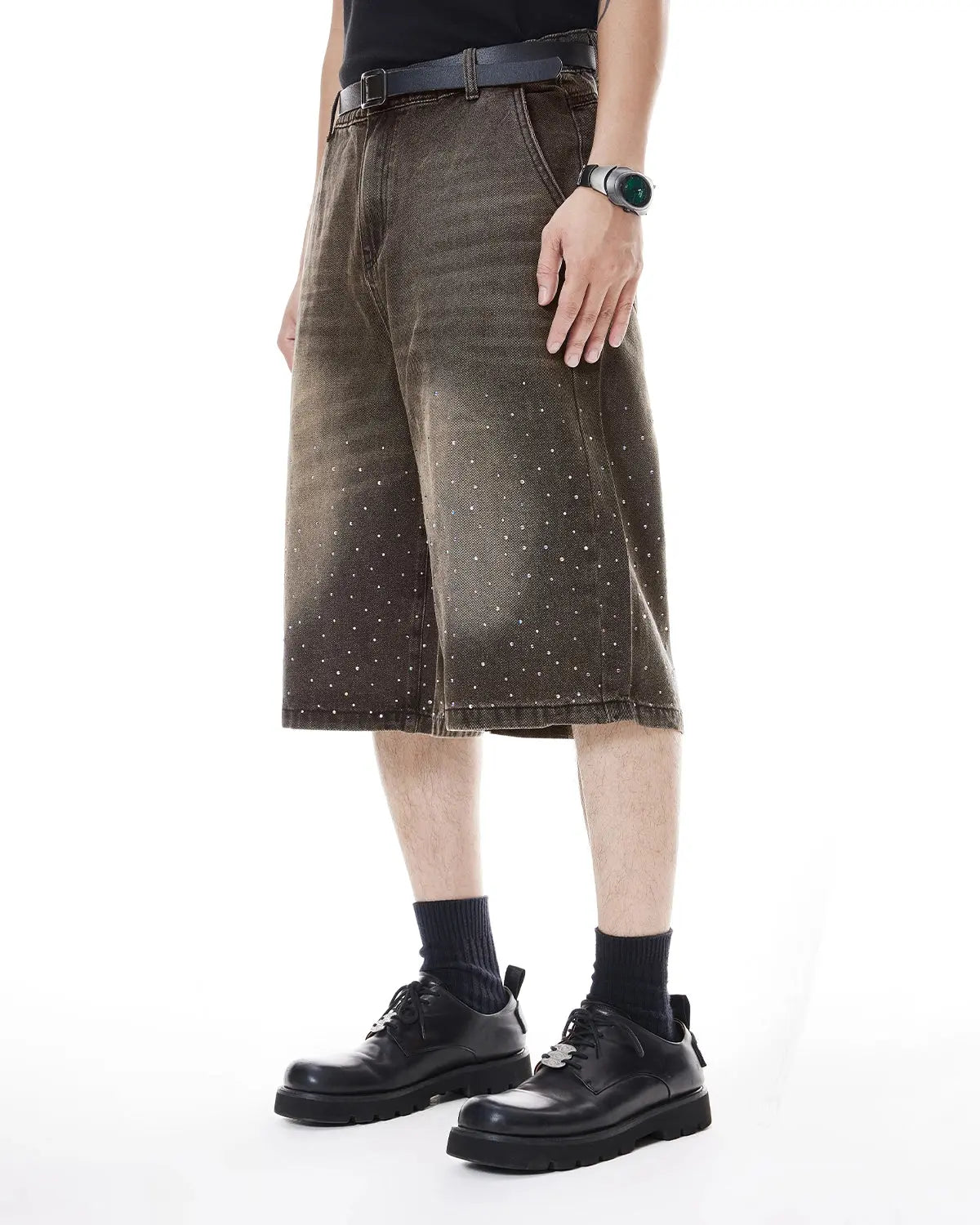 Colorful Rhinestone Washed Jeans Shorts | Flation Streetwear