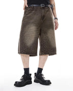 Colorful Rhinestone Washed Jeans Shorts | Flation Streetwear