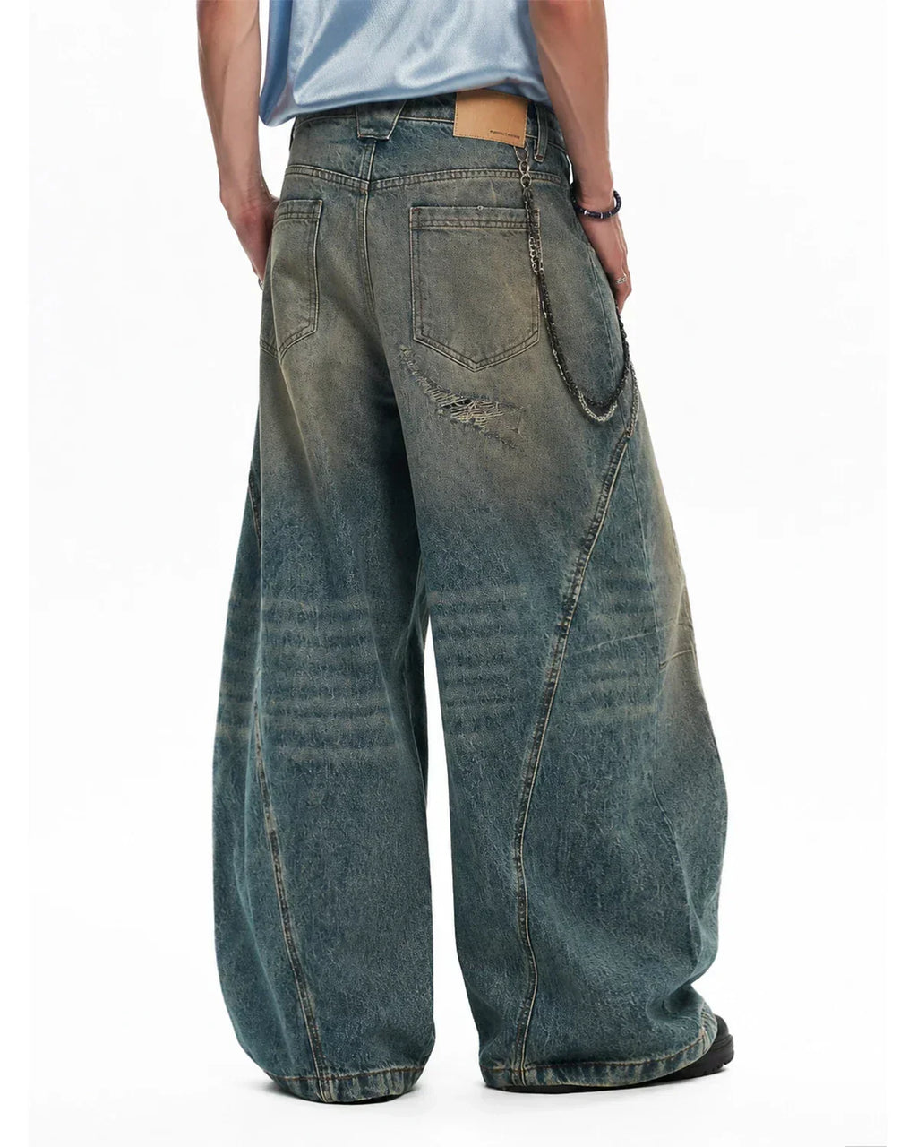 Distressed Dirty Wash Barrel Jeans | Flation Streetwear