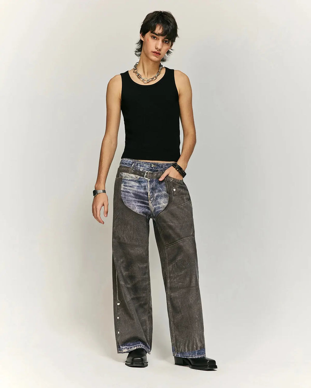 Colorblock Digital Printing Cotton Jeans | Flation Streetwear