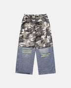 Patchwork Effect Print Baggy Jeans | Flation Streetwear