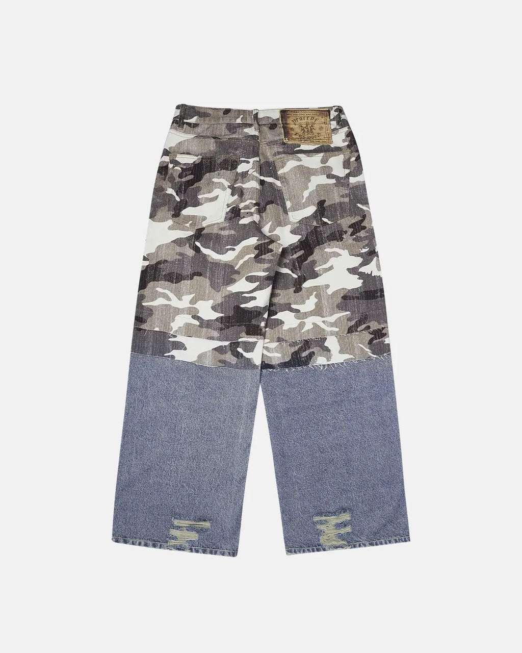 Patchwork Effect Print Baggy Jeans | Flation Streetwear