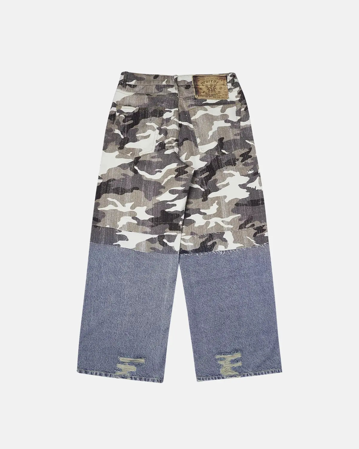 Patchwork Effect Print Baggy Jeans | Flation Streetwear